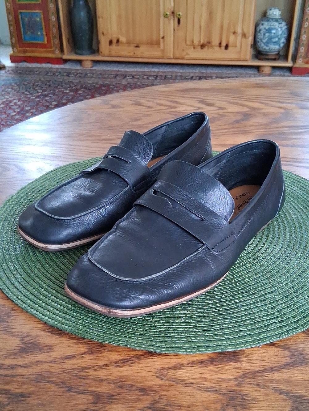 Kork-Ease Pisa Black Leather Square Toe Academia Preppy Loafers Size 8